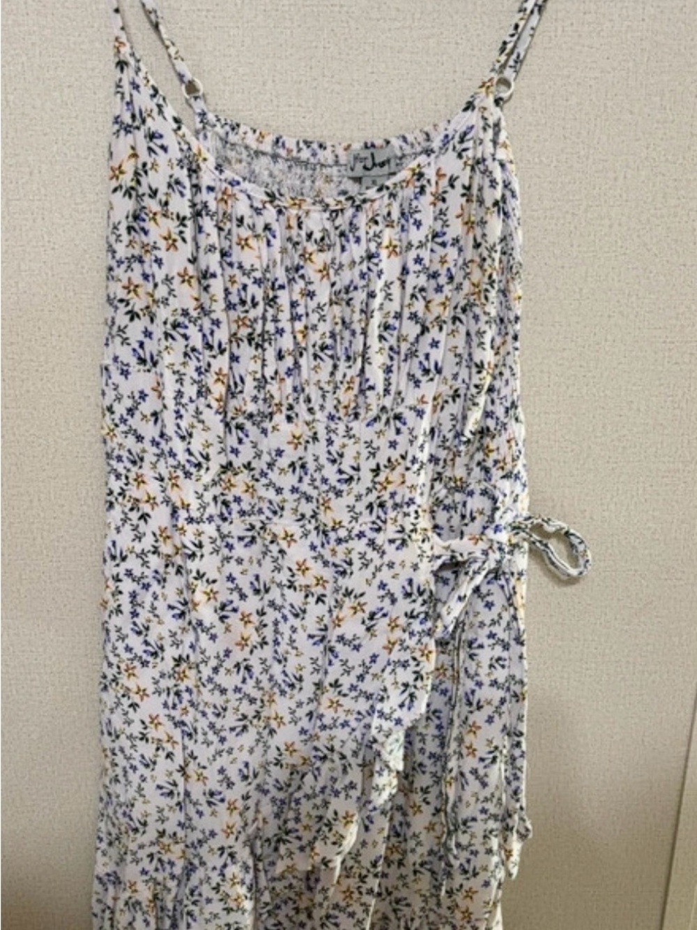 J for Justify White Floral Mini Dress with Blue & Gold Blossoms